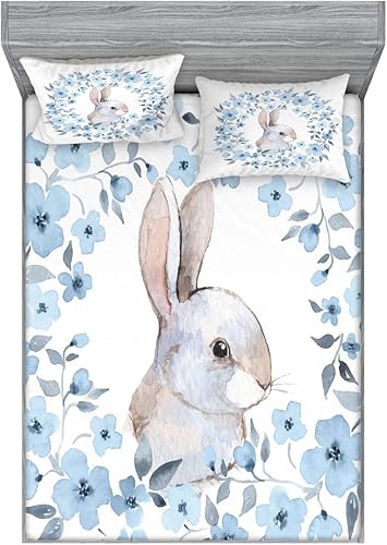 Miniatura 176 de Ambesonne - Juego de sábanas bajeras y fundas de almohada, diseño clásico botánico, plantas de jardín vintage, juego de 3 piezas con estampado