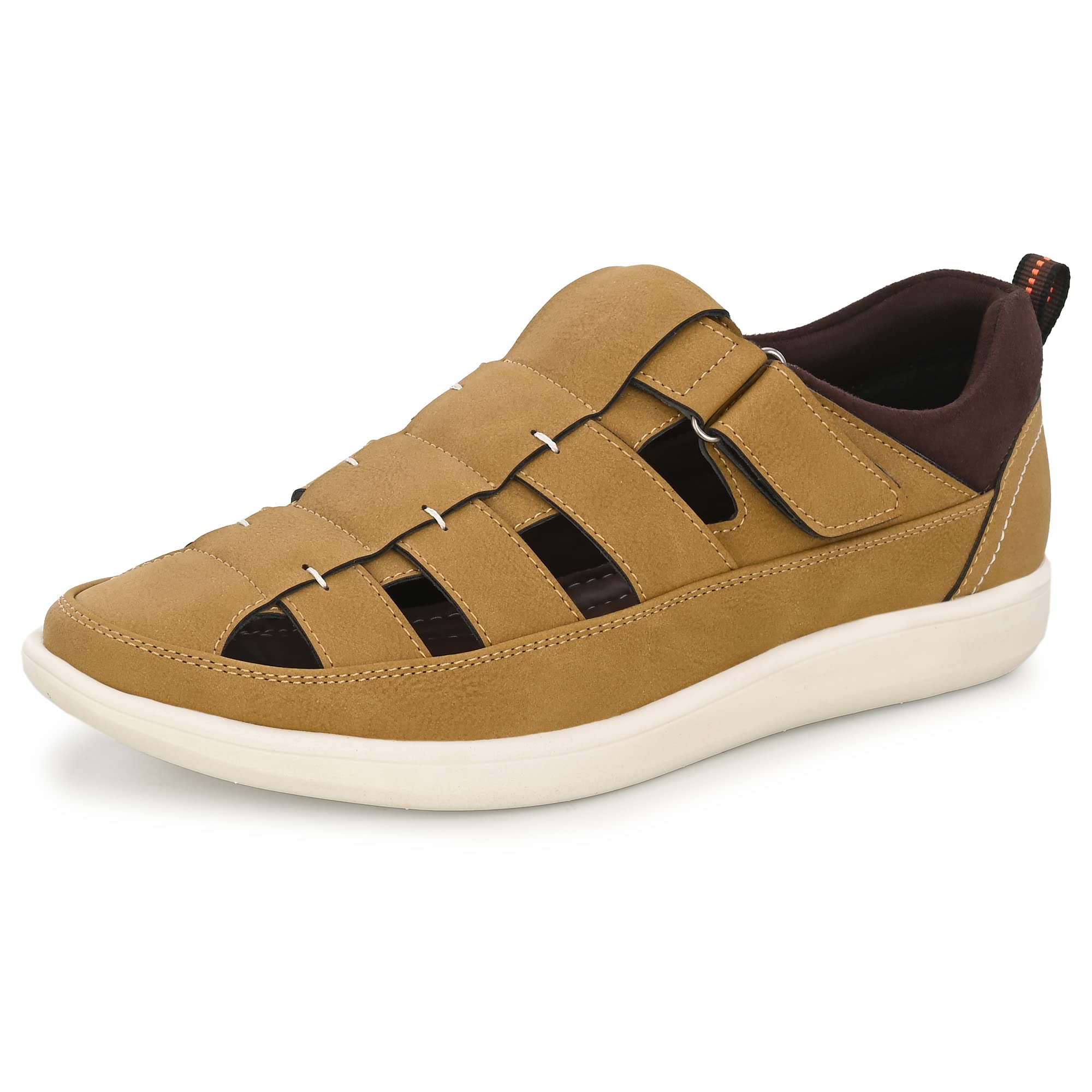 CentrinoMen's Fisherman EVA Sandals with Cushioned Insocks, Hook & Loop Strap, Trendy and Sporty Design, Premium Upper, Closed Sandal - For Spring Summer Travelling, Walking (2877)