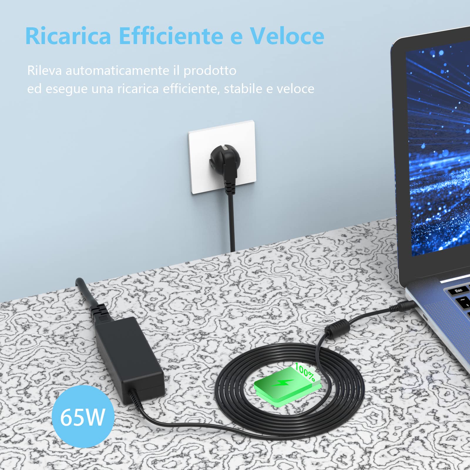 65W Chargeur Ordinateur Portable Pour Acer Aspire 1 3 5 E15 E17 ES1 E1 E3 E5