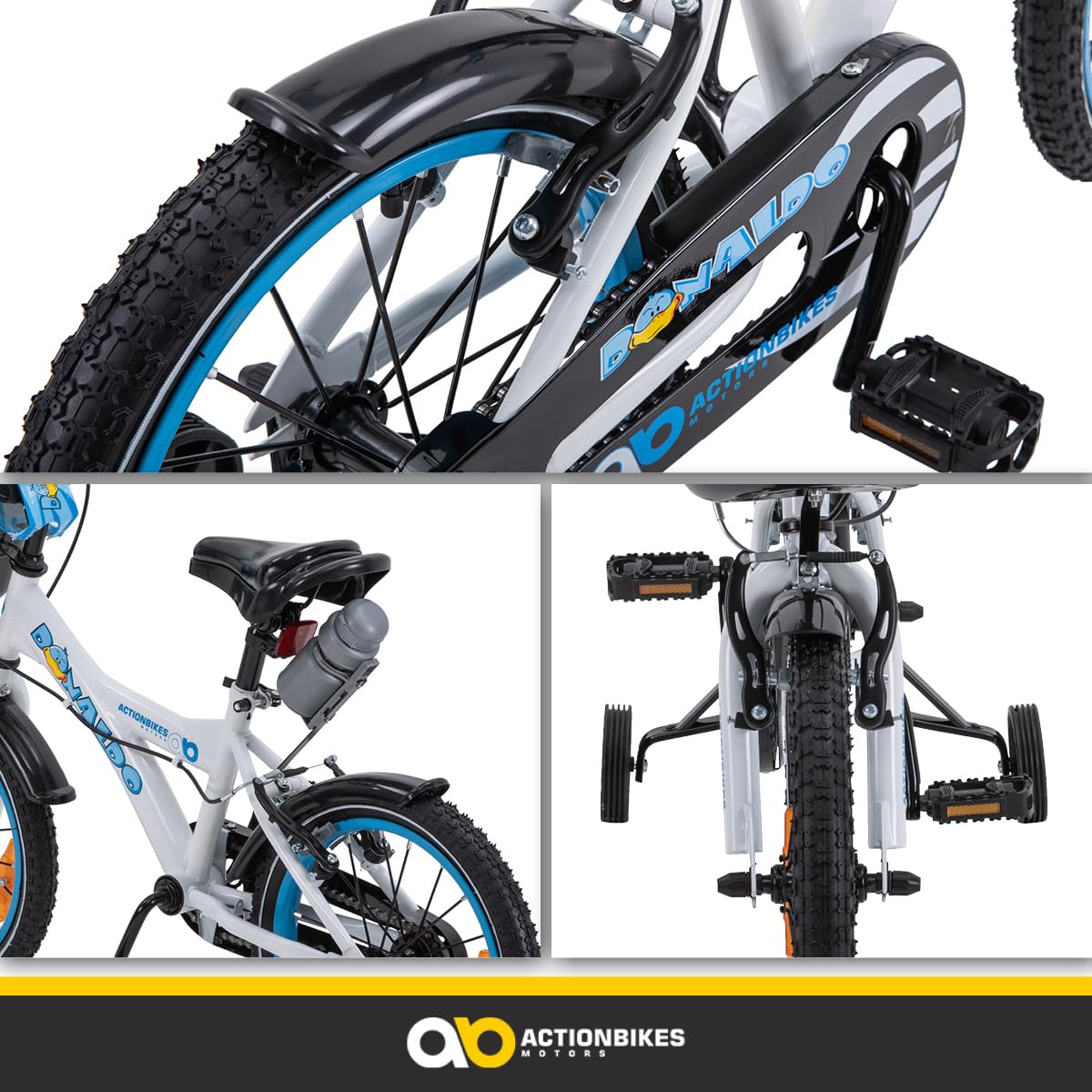 Actionbikes Kinderfahrrad | 12 16 20 Zoll - V-Brake Bremsen - Fahrrad für Kinder von 2-9 Jahren - Schutzblech v. / h - Kinder Fahrrad für Mädchen & Jungen - Fahrräder - Bicycle - Kinderrad - Bike