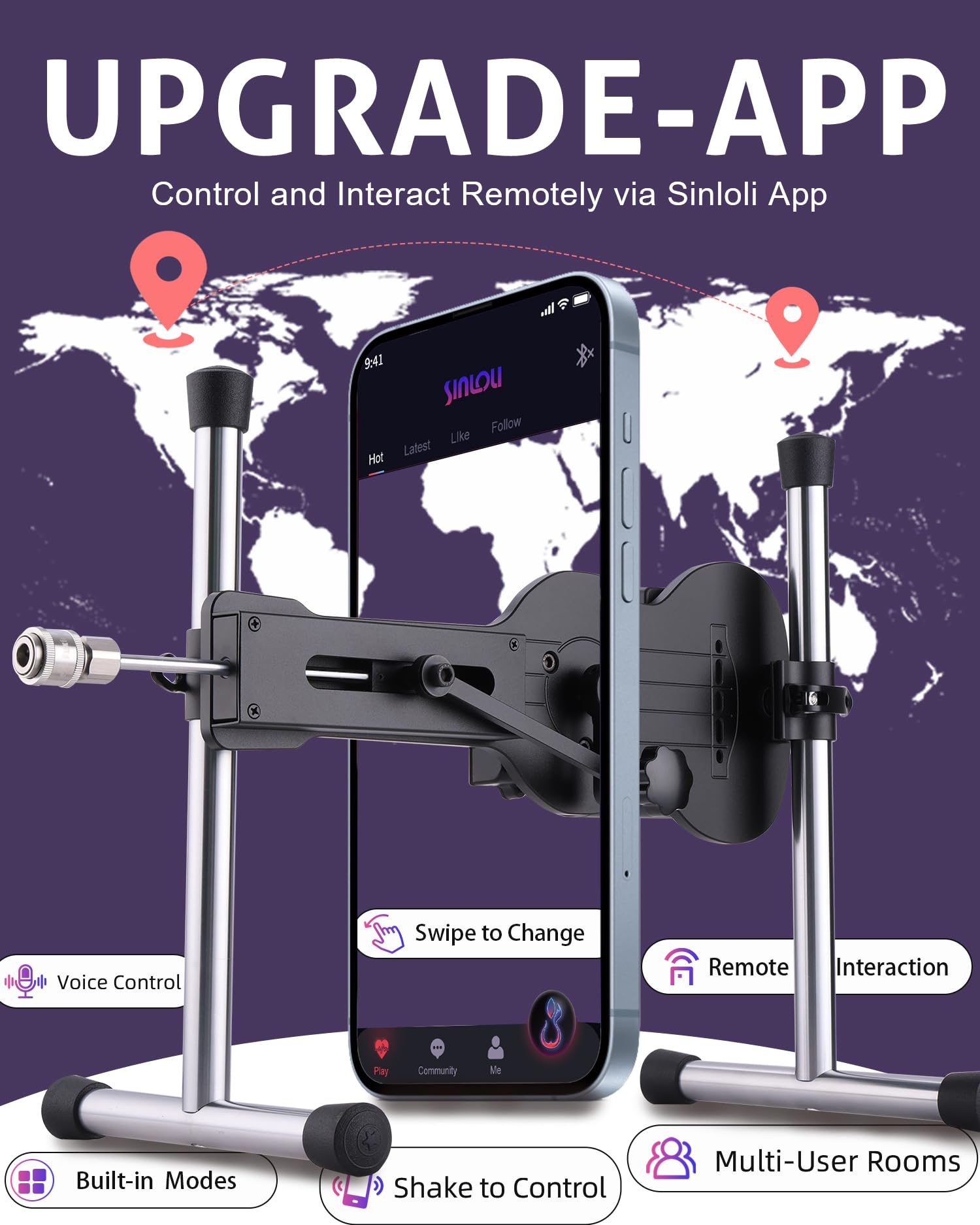 APP Sex Machine, Upgraded APP Remote Controlled Automatic Love Machine with Glow-in-The-Dark Silicone Dildo Attachments, Adjustable Thrust Depth and Angle Adult Sex Toy: For Solo Play – Classic APP Bundle