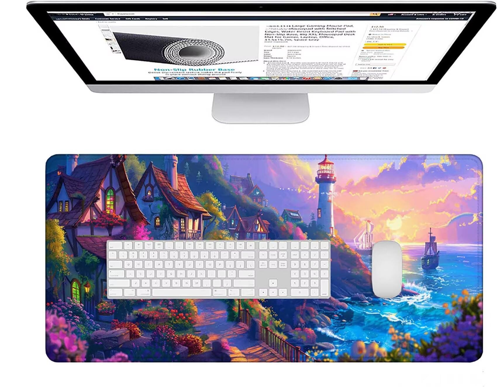 Różowa podkładka pod mysz do gier XXL 1600x800x3 mm duża podkładka pod mysz XXL krajobraz podkładka pod mysz do klawiatury i biura, wysoka precyzja i szybkość, antypoślizgowa guma, akcesoria do gier w