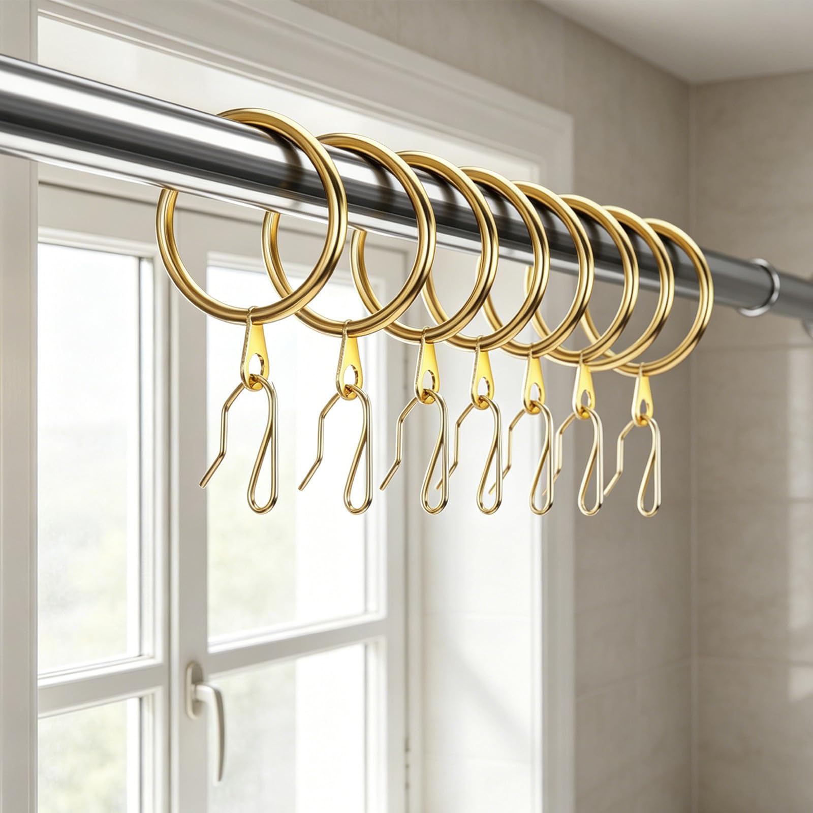 Anelli per Tende in Metallo Dorati 1,65 Pollici Set da 60 Pezzi Resistenti e Decorativi per Tende da Doccia e Finestre in Acciaio Inox per Uso Domestico