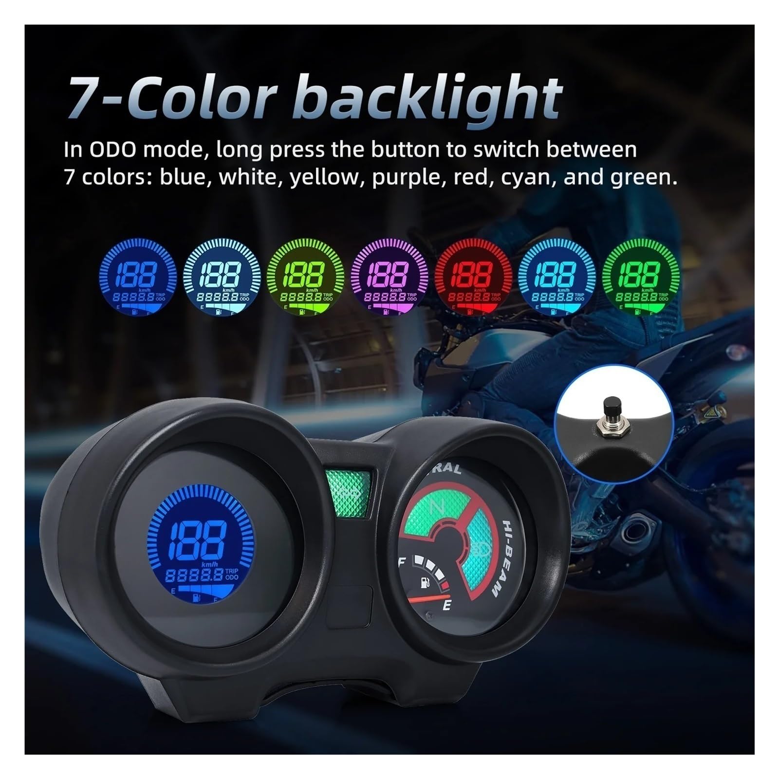 Cuadro de instrumentos de moto Para Brasil para TITAN 150 Para CG150 2004-2009 Fan150 Medidor de tablero digital para motocicleta con retroiluminación 7 colores