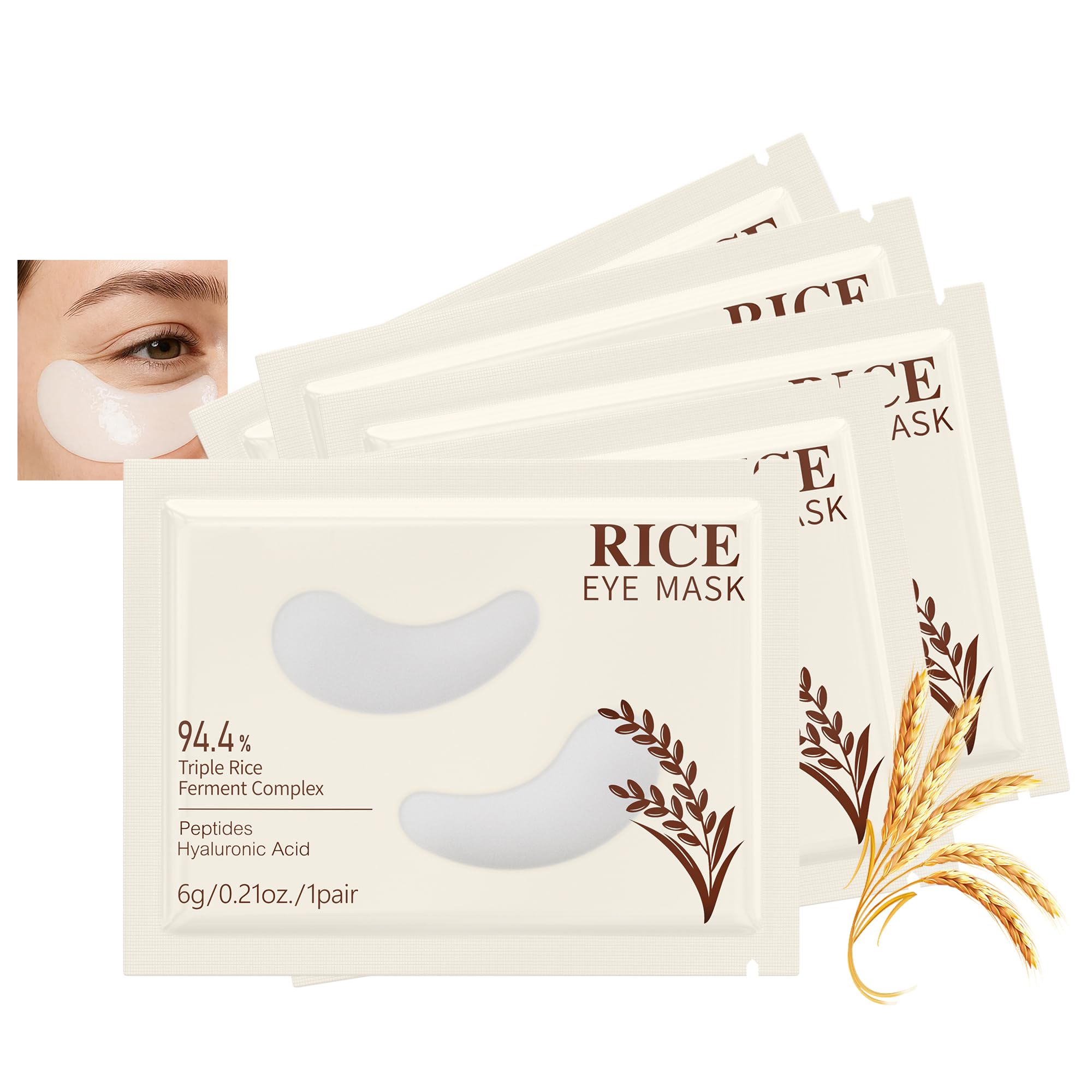 AKARY 5Pcs 94 4 Triple Rice Ferment Complex Under Eye Masks Moisturizing Firming Glowing Deeply Nourishing Skin Moisture