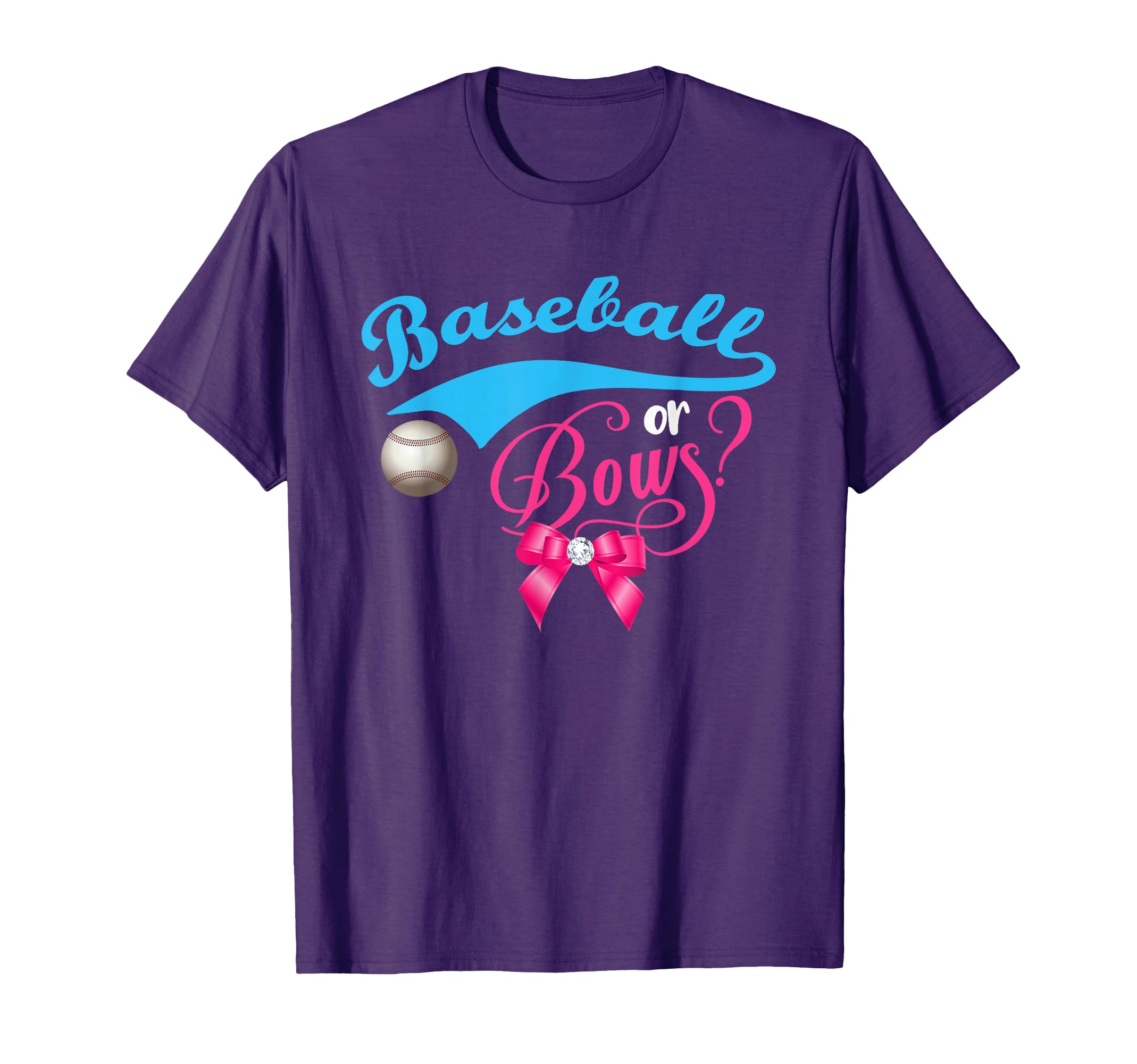 Cute Baseball or Bows Gender Reveal Party T-Shirt T-Shirt