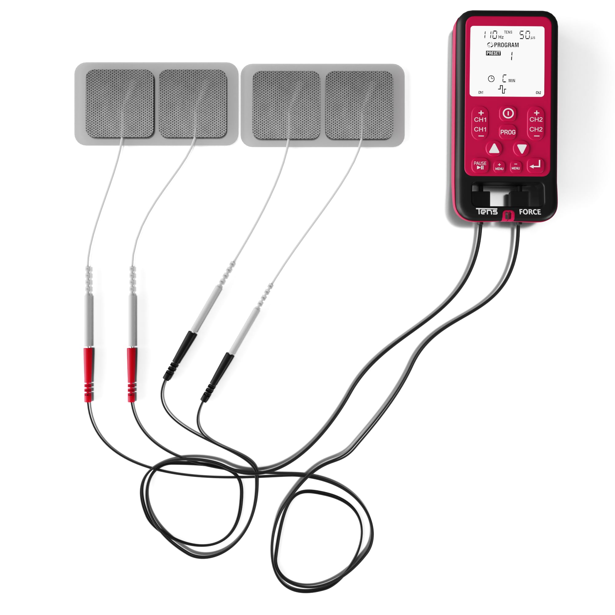 Tens Force Electroestimulador Profesional EMS, Fisioterapia y Rehabilitacion Muscular, Ciatica Fascitis Plantar Lumbalgia Rodilla Dolor Menstrual - 18 Modos