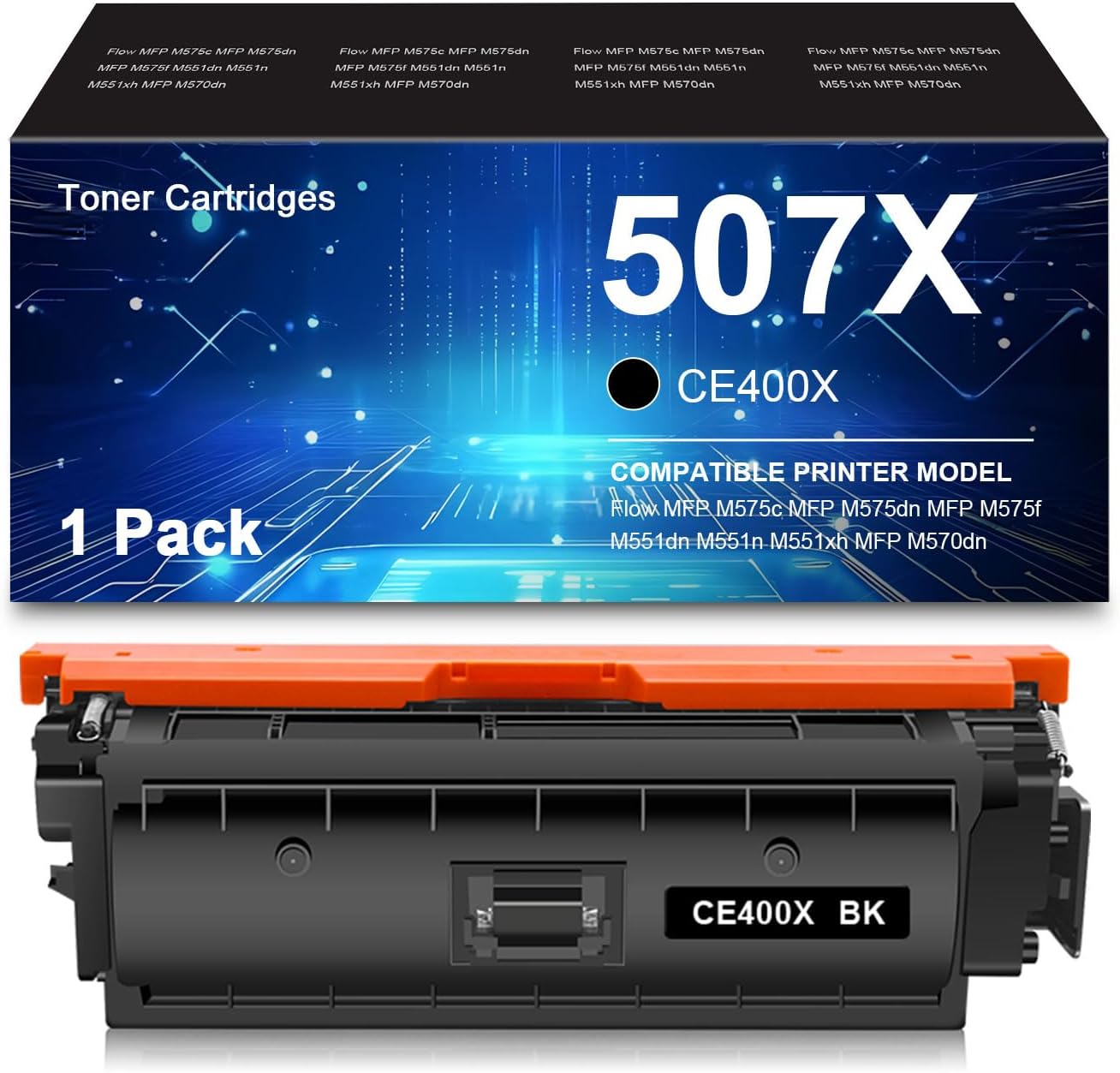 Remanufactured 507A Toner Cartridge 4-Pack Compatible with HP 507A 507X CE400A CE401A CE402A CE403A for HP Enterprise M551 M551n M551dn M551xh M570dn M570dw M575f Printer