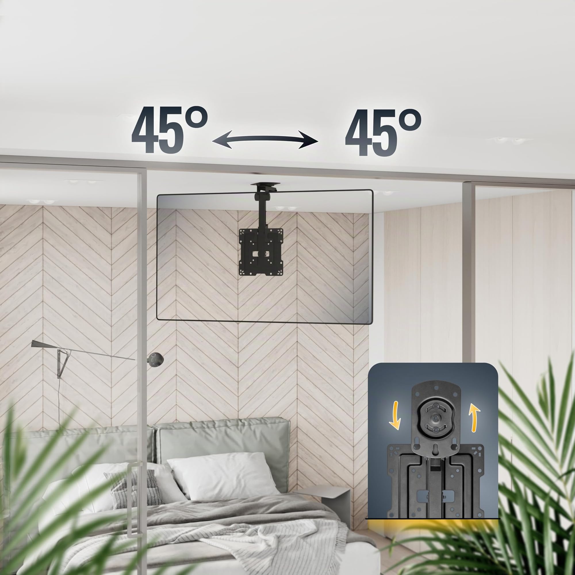 RICOO D0422 Supporto TV da soffitto Staffa TV 32-43 pollici per 32 43 pollici pieghevole fino a 20 kg max VESA 200x200