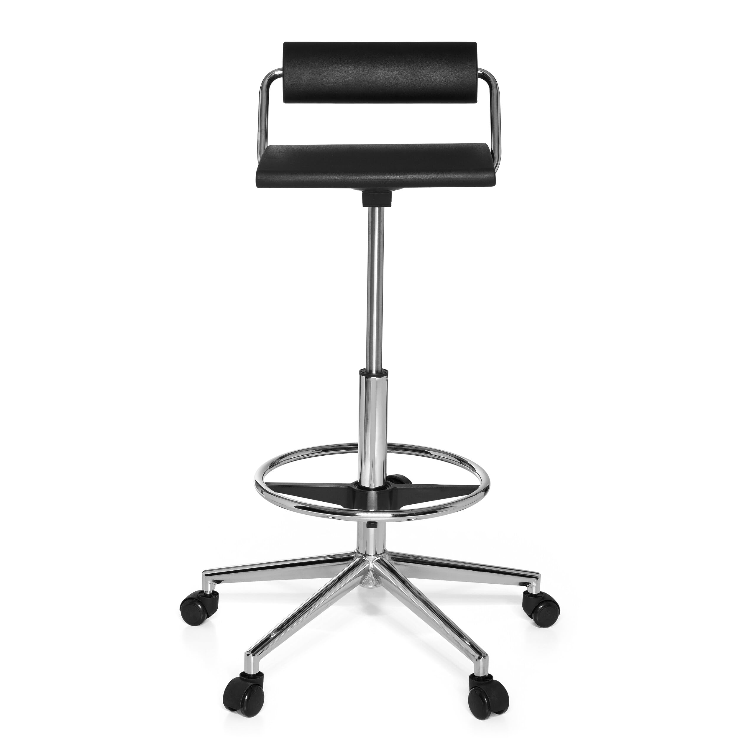 hjh OFFICE 665170 Silla de Trabajo y Giratorio Top Work 28 Espuma Duro Negro Cromado, Ajuste de Altura Extremo, Soporte Lumbar