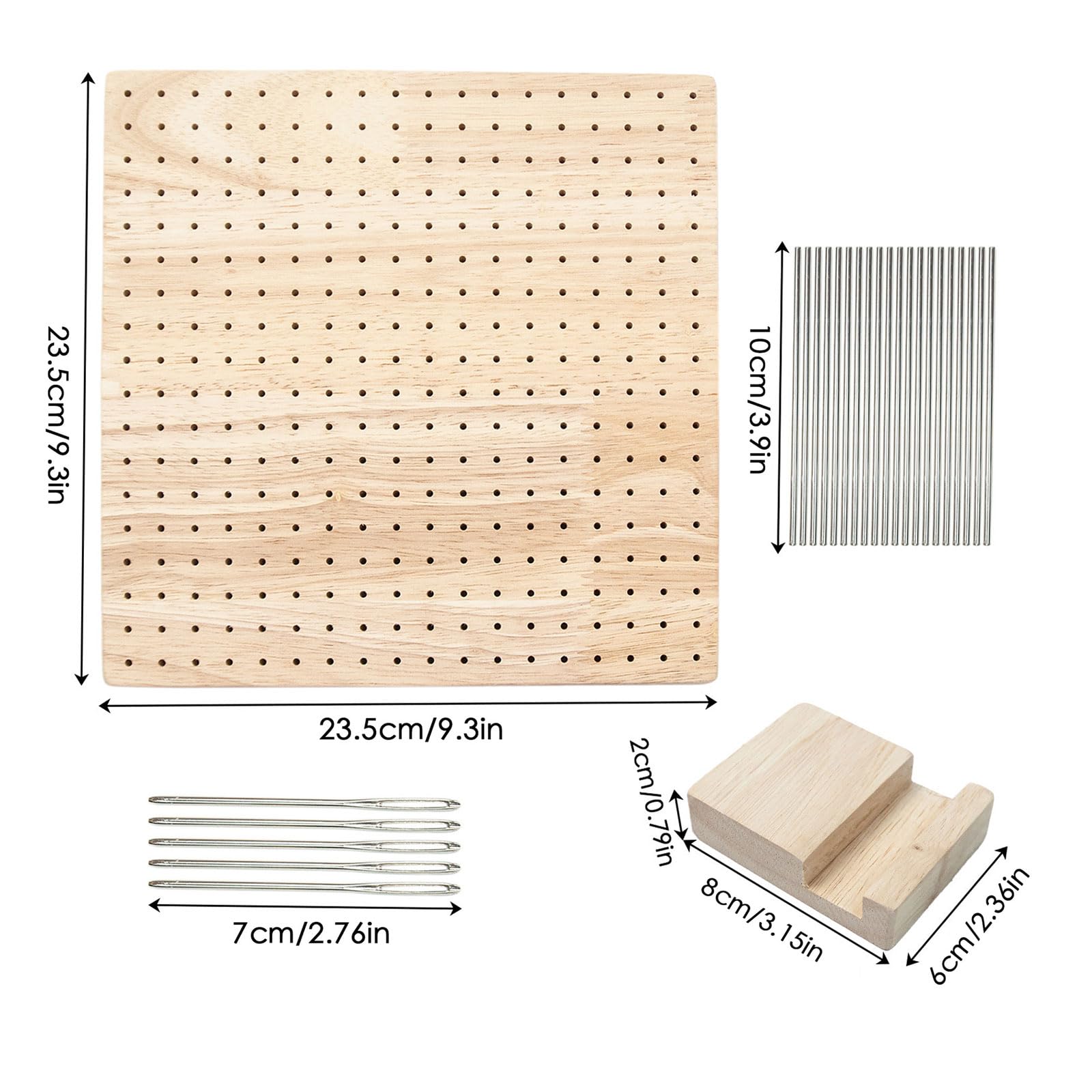 Kit tavola per uncinetto in legno con perni in acciaio inossidabile per lavorare a maglia Tavola quadrata per uncinetto per amanti del fai da te Regali Blocco per uncinetto Perni per maglia Aste