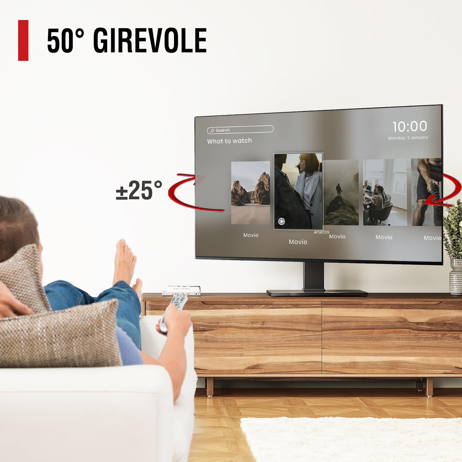 AOKCOS Supporto TV da Tavolo Girevole per 32-75 Pollici, Piedistallo TV Universale con Base, Porta TV Altezza Regolabile Max VESA 600x400mm 50KG