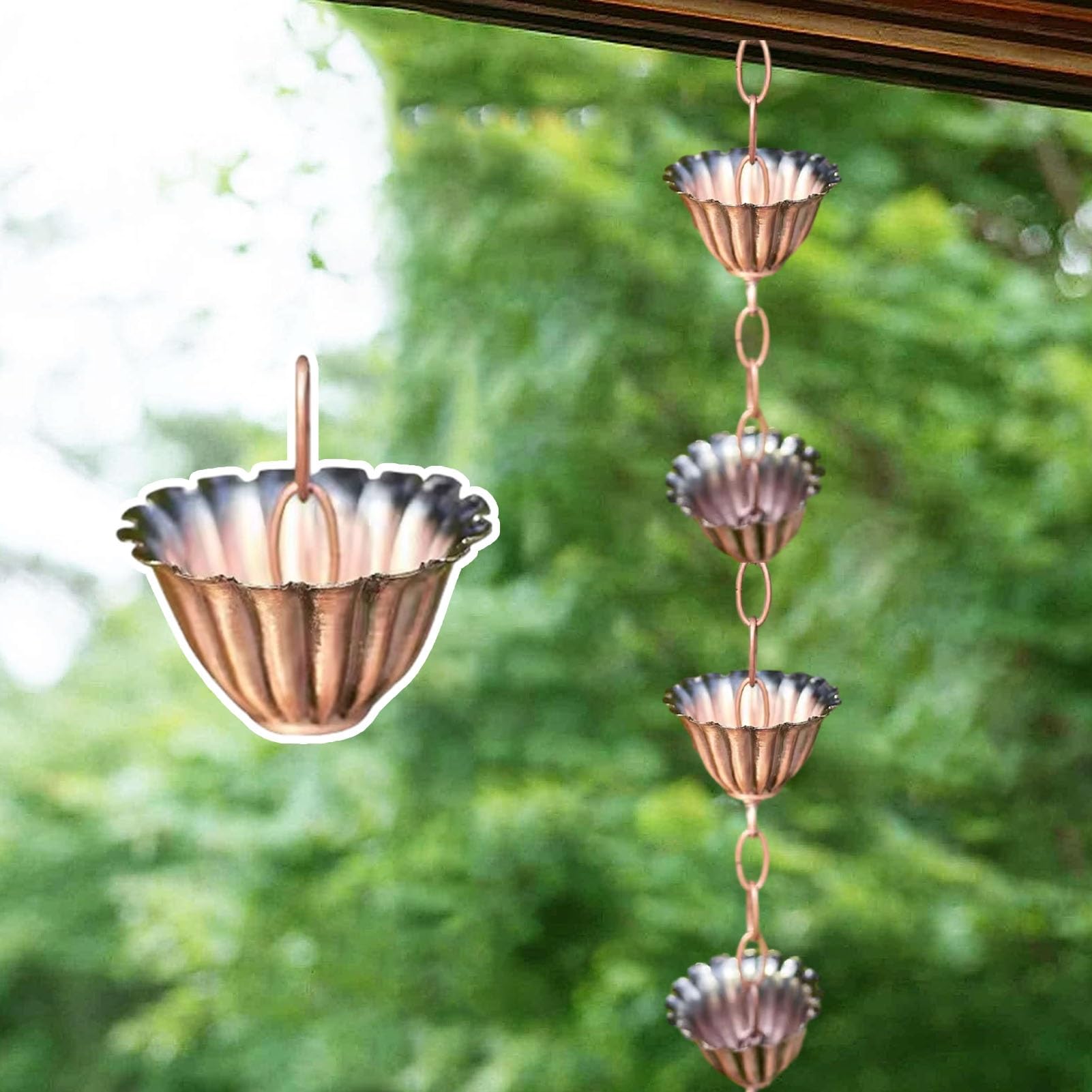 Chaîne De Pluie Extérieur 240 Cm Mumisuto - Oiseaux & Pots Design - Décoration Jardin & Remplacement Gouttière