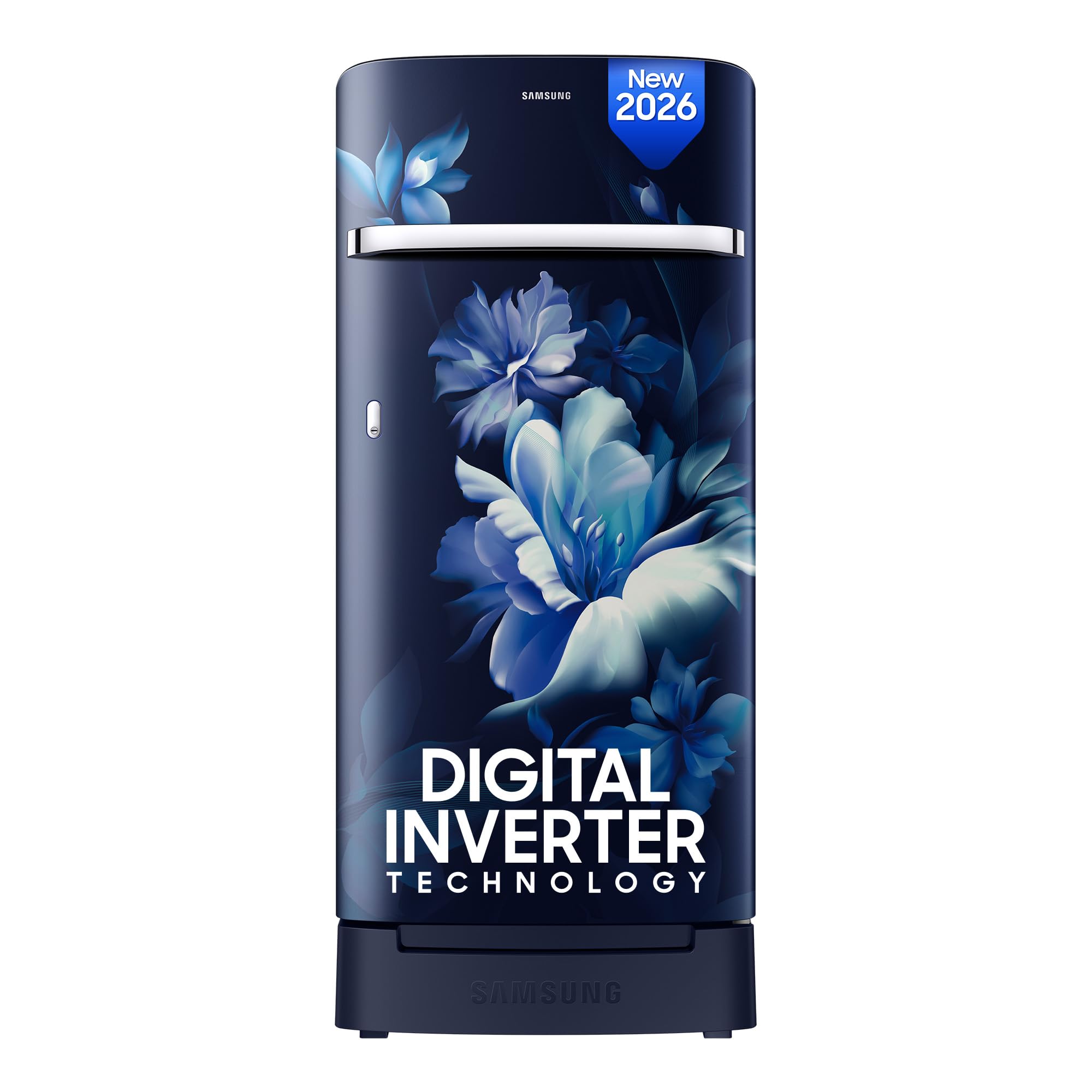 Samsung 189 L, 5 Star, Digital Inverter, Direct-Cool Single Door Refrigerator (RR21H2H25UZ/HL, Midnight Blossom Blue, Base Stand Drawer, Single Touch ...