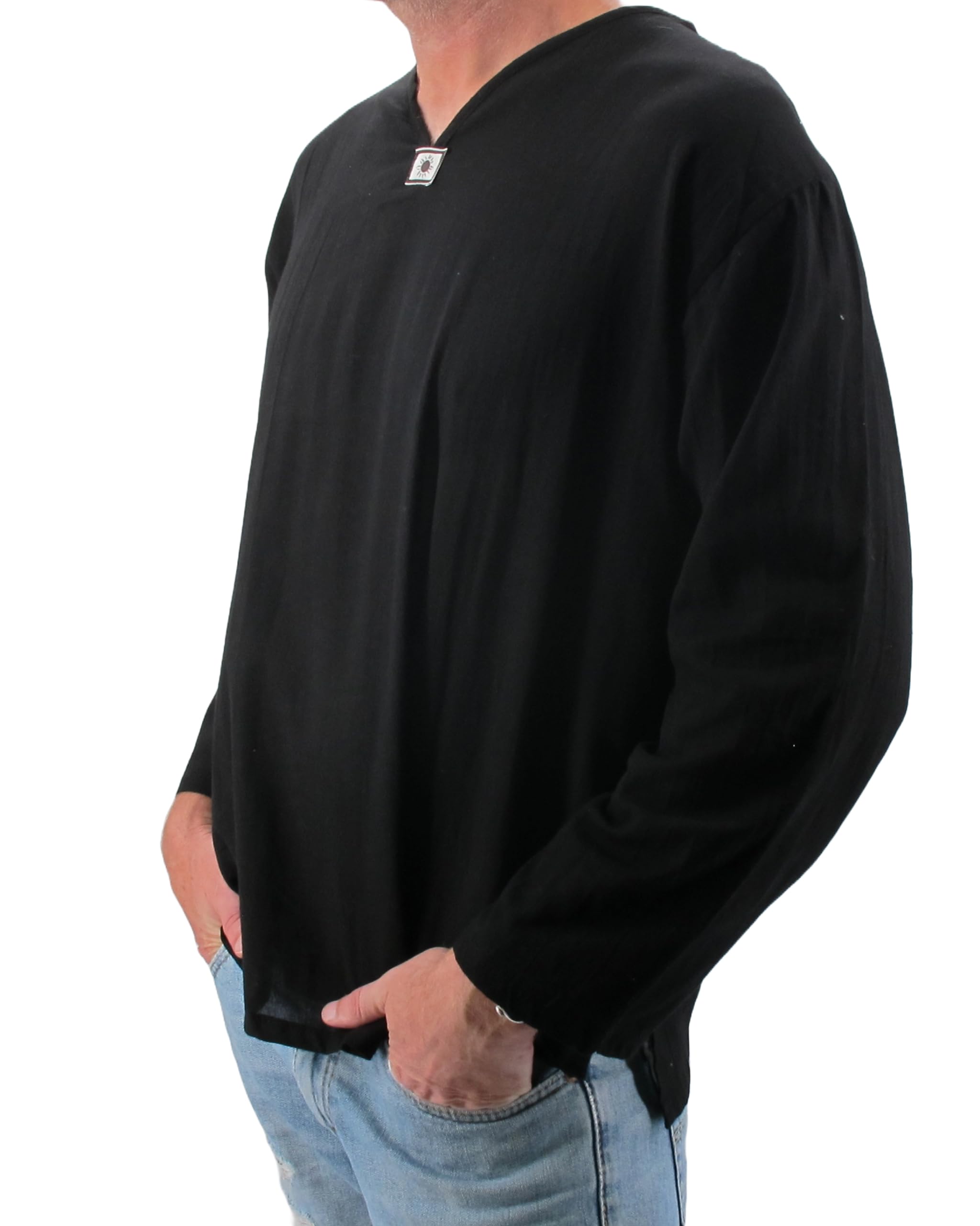 Love Quality Men's Black Shirt 100% Cotton Hippie Yoga Shirt