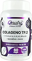 Colágeno Tipo 2 e Tipo 1 60 Cápsulas UC II vitaminas C D3 K1 K2 E B12 magnésio zinco fibras Qnutri
