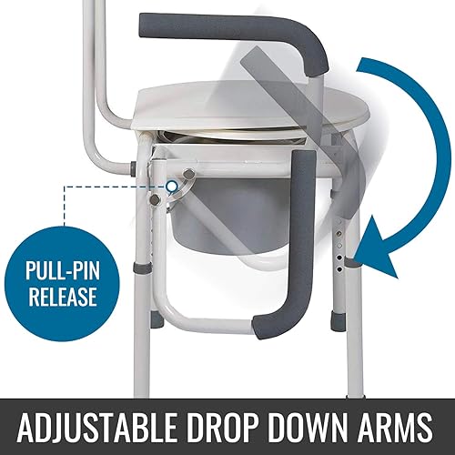 Miniatura 4 de DMI Inodoro portátil para adultos, cómoda de lujo para personas mayores, elegible para FSA HSA, inodoro portátil de acero o orinal Porta, fácil