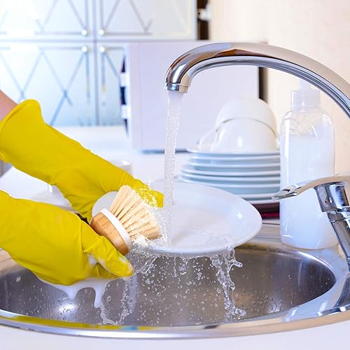 Miniatura 6 de Boao 3 piezas de bambú cepillo de limpieza de cocina de madera natural para limpiar platos, palma de bambú duradero, cepillo para el hogar y 1