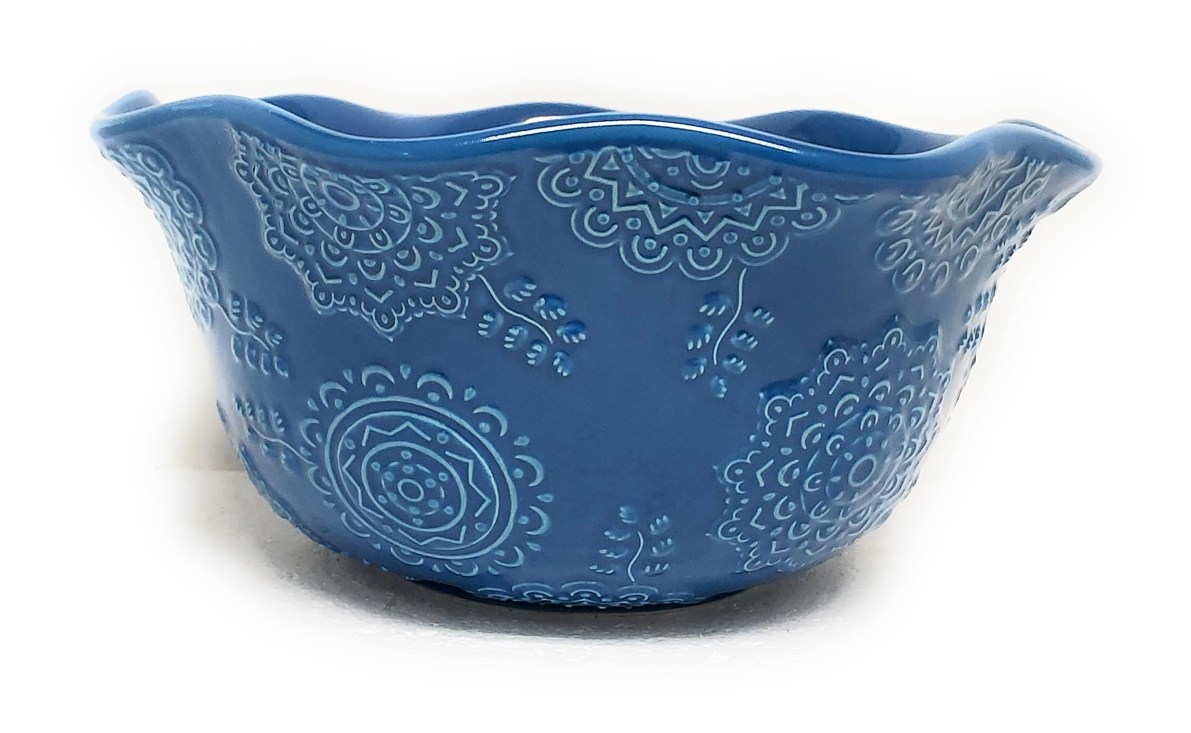 Temp-tations Tara at Home Classic 3 Qt Serving Bowl & Plastic Cover: Mix, Bake, Serve (Mila, Moroccan Blue) &100