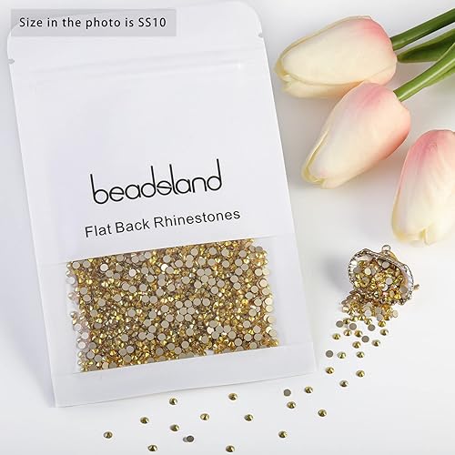 Vista 540 de Beadsland Diamantes de imitación de cristal con parte trasera plana, gemas redondas para arte de uñas y manualidades, pegamento fijo, violeta