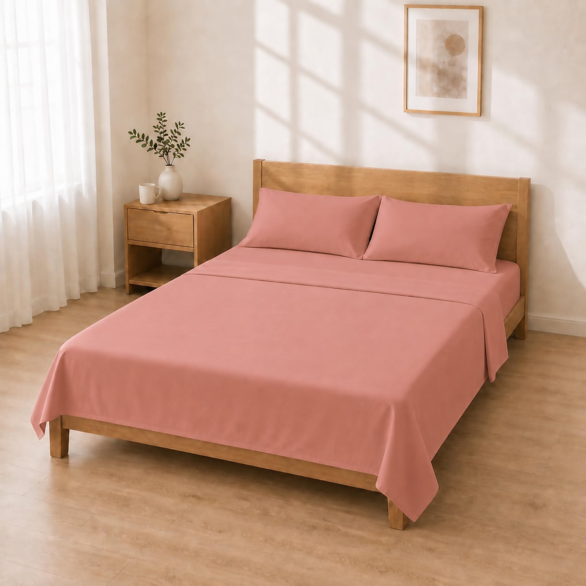 Microfibre Bedding Set 140 x 200 cm + 30 cm / 220 x 280 cm + 50 x 80 cm 2 Pieces Pink