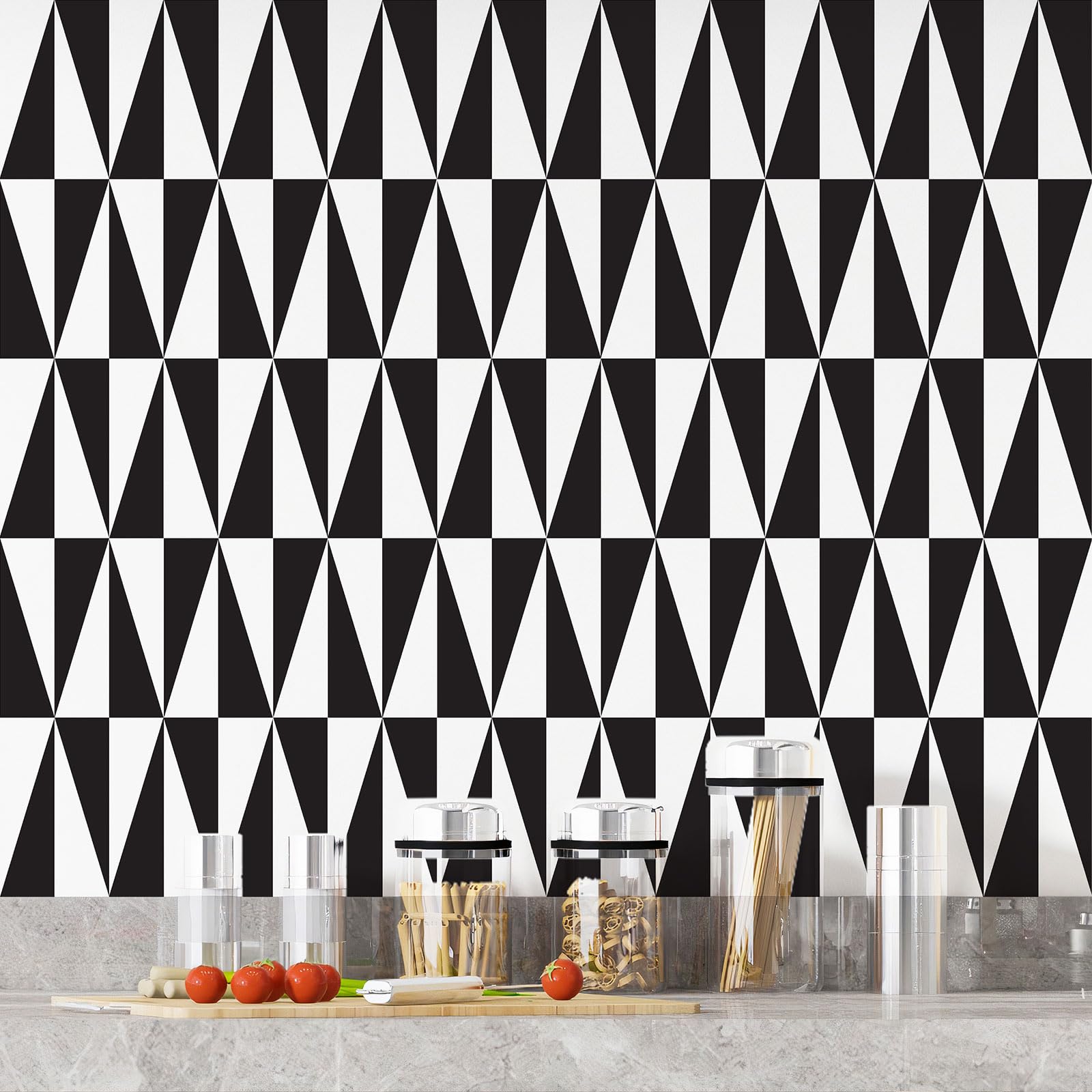 Lumalea Decalcomania adesiva da cucina, motivo geometrico 3617689961194, adesivo + protezione opaca, 90 x 90 cm