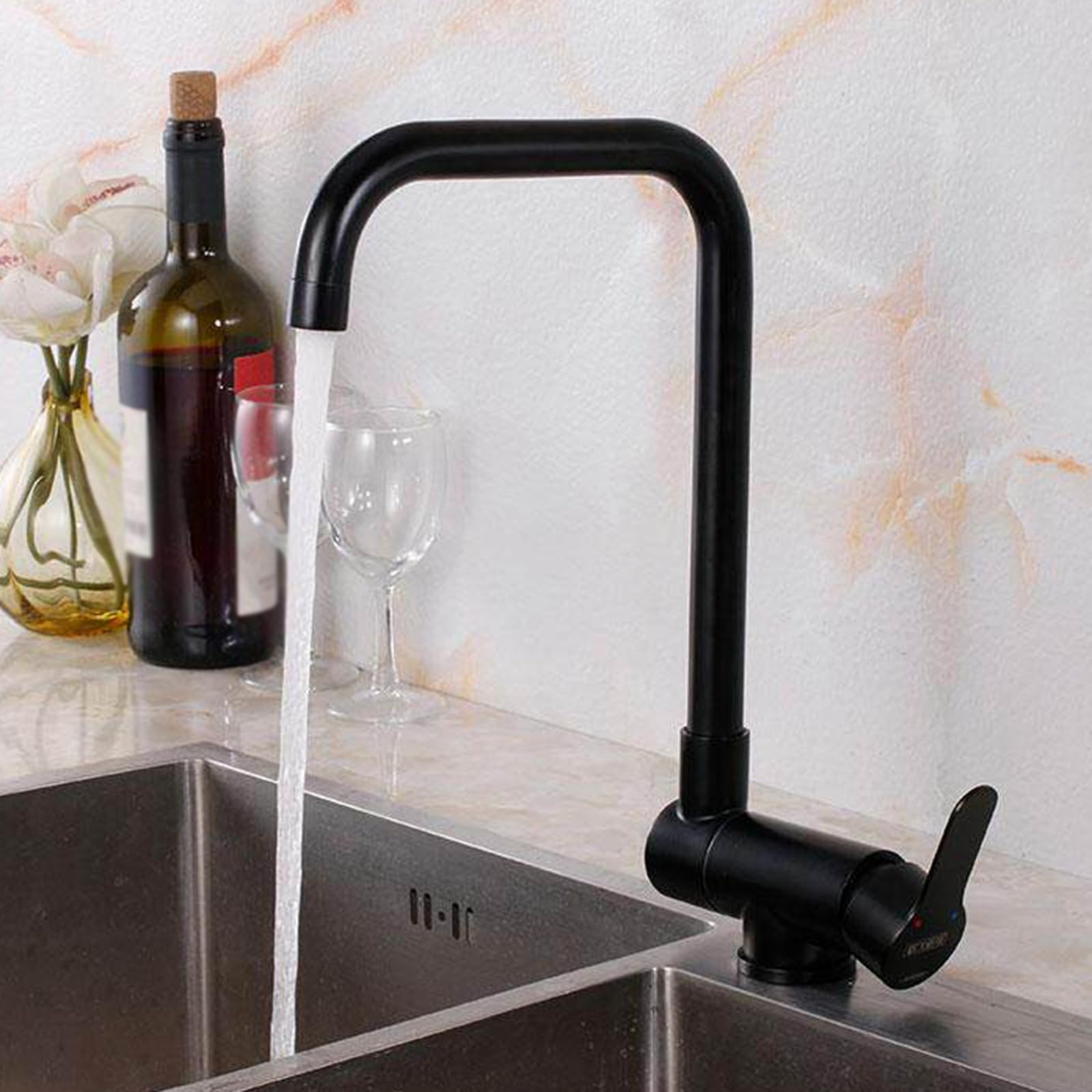 Mitigeur de cuisine pliable en acier inoxydable robinet pivotant sur pont
