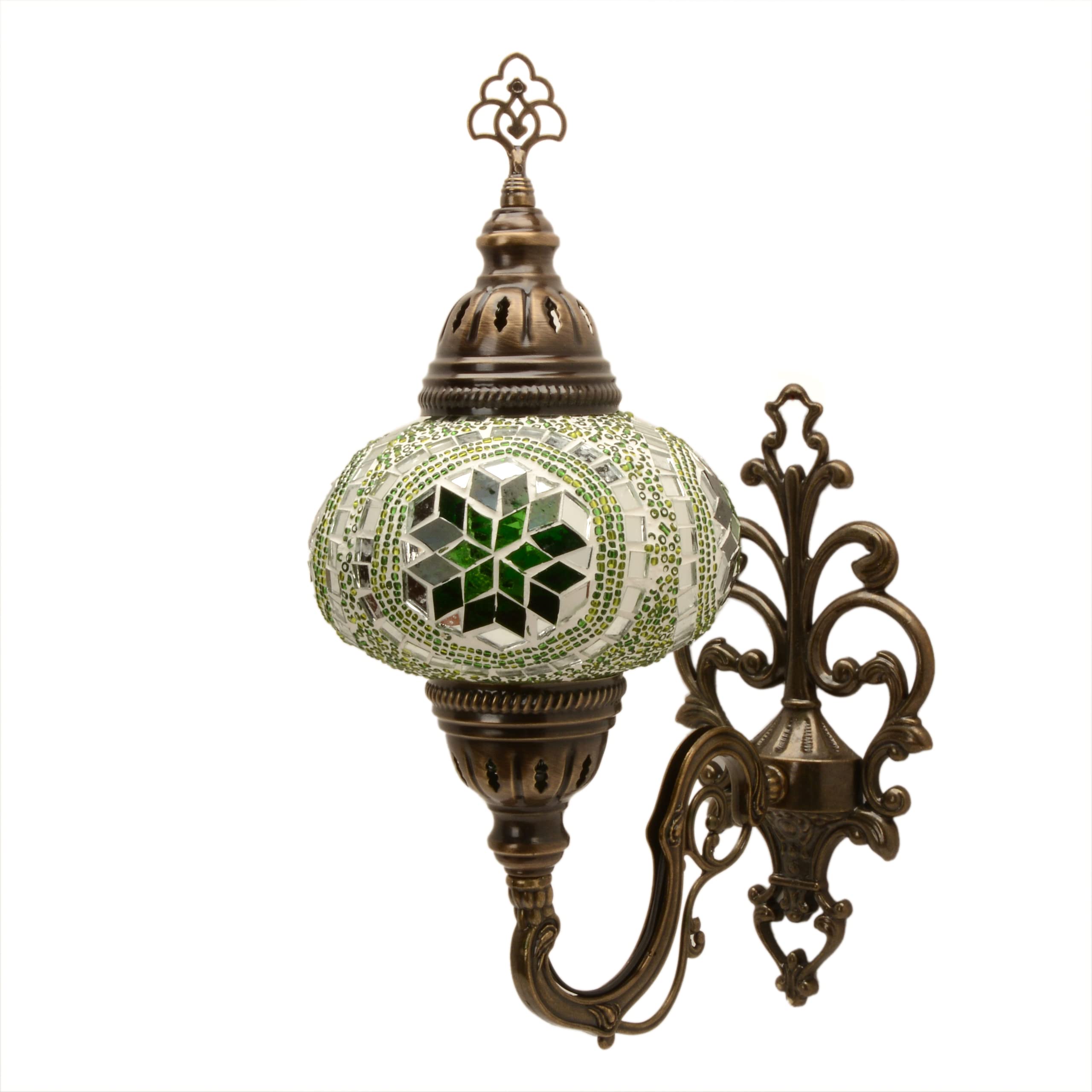 ENVA Turkish Moroccan Style Mosaic Multicolour Wall Sconce Light Lamp Large Globe