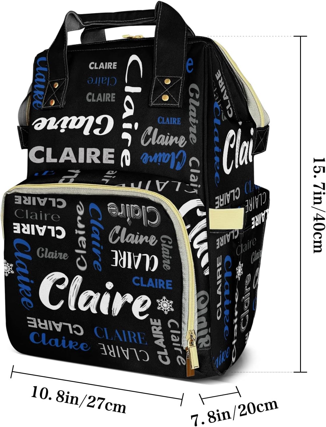 Waterproof Custom Diaper Bag for Baby Boy Girl, Large Capacity Personalized Diaper Bag with Name, Multifunctional Diaper Bag Backpack with Adjustable Shoulder Straps