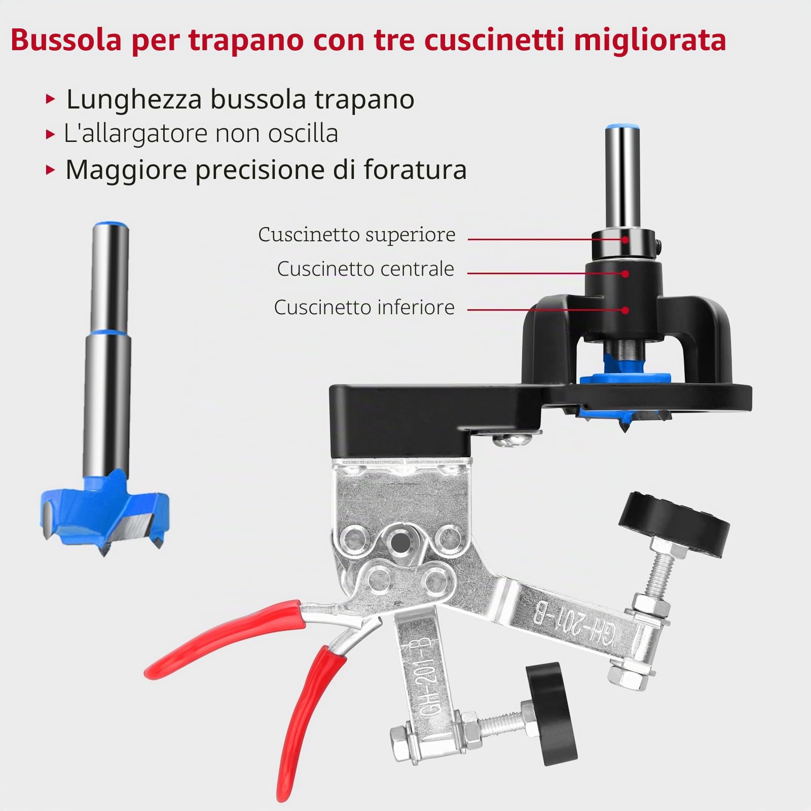XUNTOP Dima di Foratura Cerniera 35mm Doppia Clip Fissa Più Stabile Dima per Cerniere Nascosta Materiale in Lega di Alluminio per Forare Cerniere Nascoste e Serrature Lavorazione del Legno Fai da Te