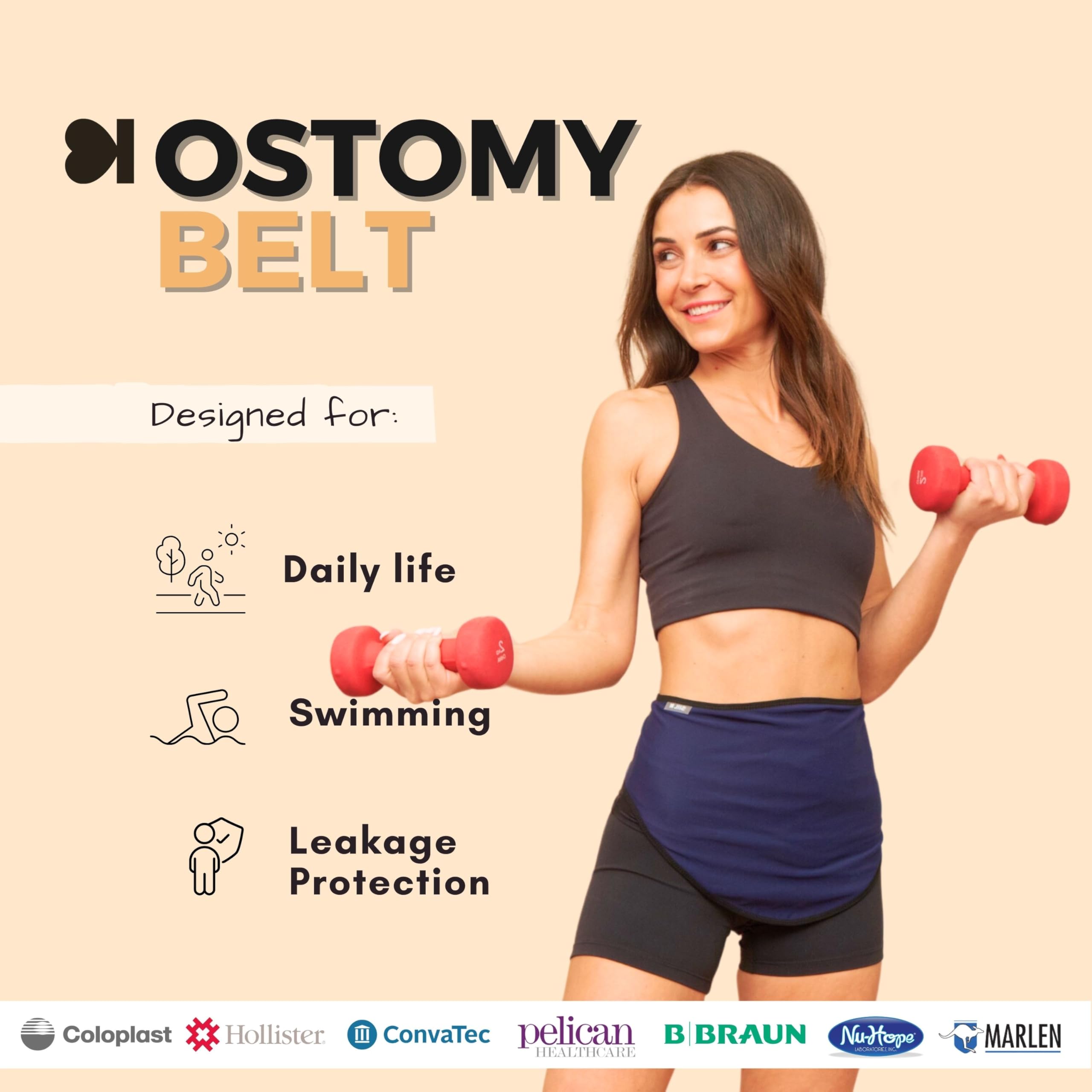 Ostomy Belt for Women Blue for Sports & Swimming - Ostomy Bag Covers Compatible W/Any Ostomy Supplies - Made In Europe (Small)