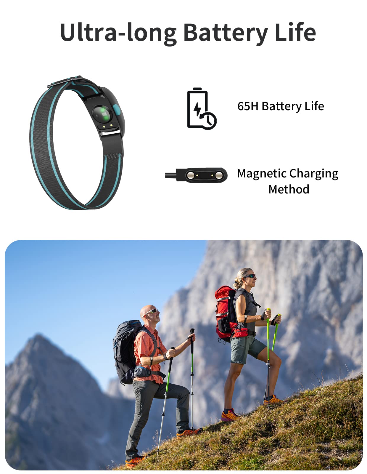 iGPSPORT HR70 Cardiofrequencemetre au Bras, Brassard Cardio IPX7 Étanche Bluetooth Ant+ Ceinture Cardio Idéal pour Le Vélo Jogging Yoga Fitness