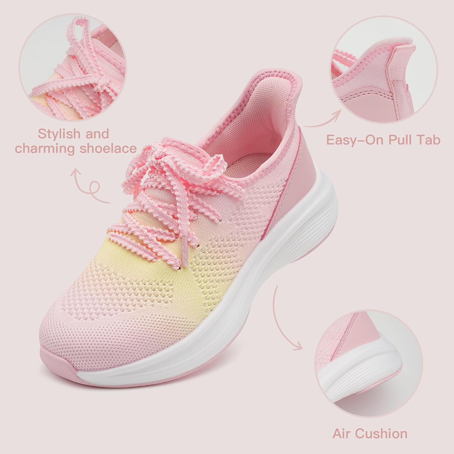 Stelle Girls Sneakers Kids Tennis Running Walking Shoes Slip-On Athletic Non Slip Lightweight Breathable Sport Shoes for Little/Big Kid - Image 4