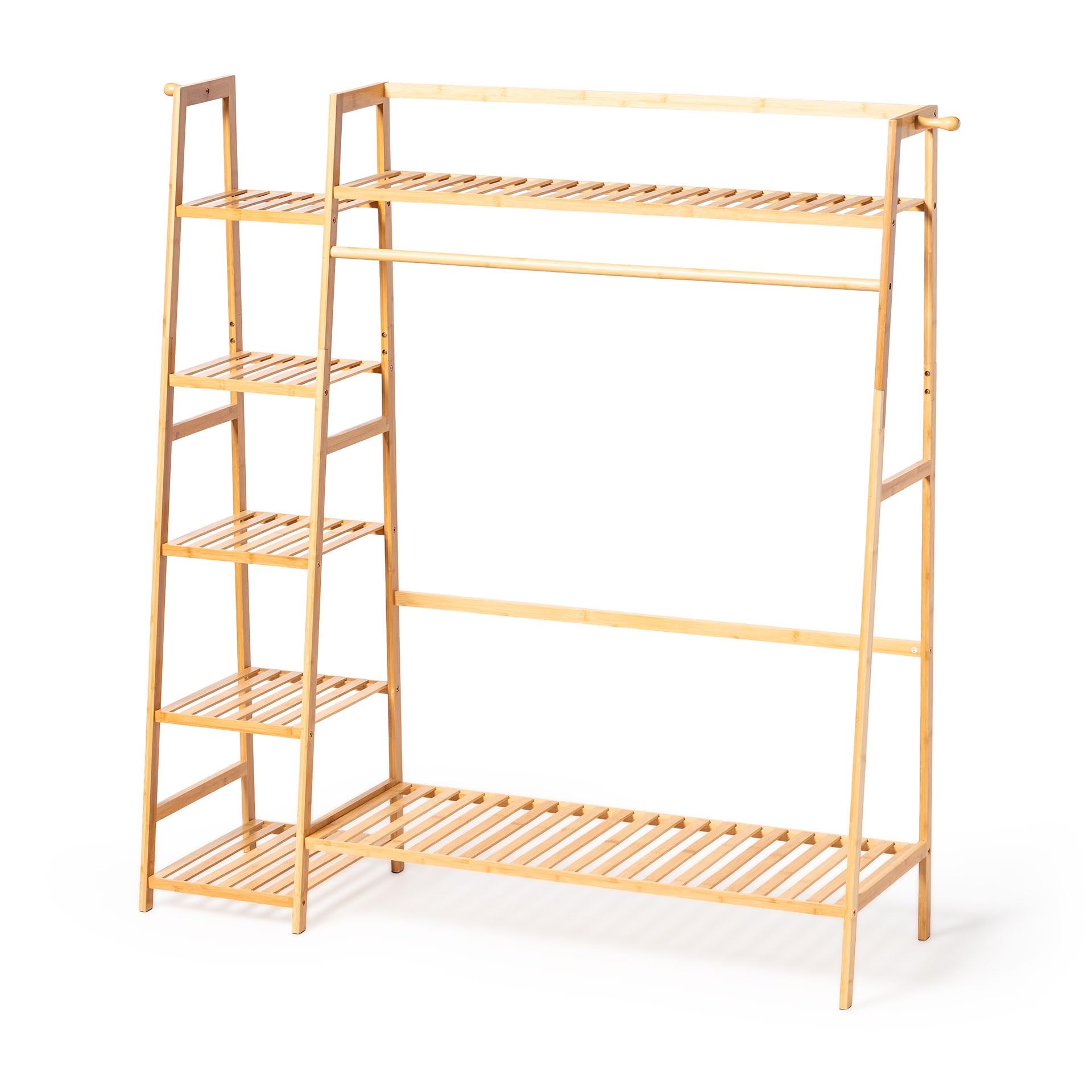 Armario Perchero Syndra - Camel - Ropero infantil abierto de bambú natural para habitación de niños - Perchero Montessori para niños