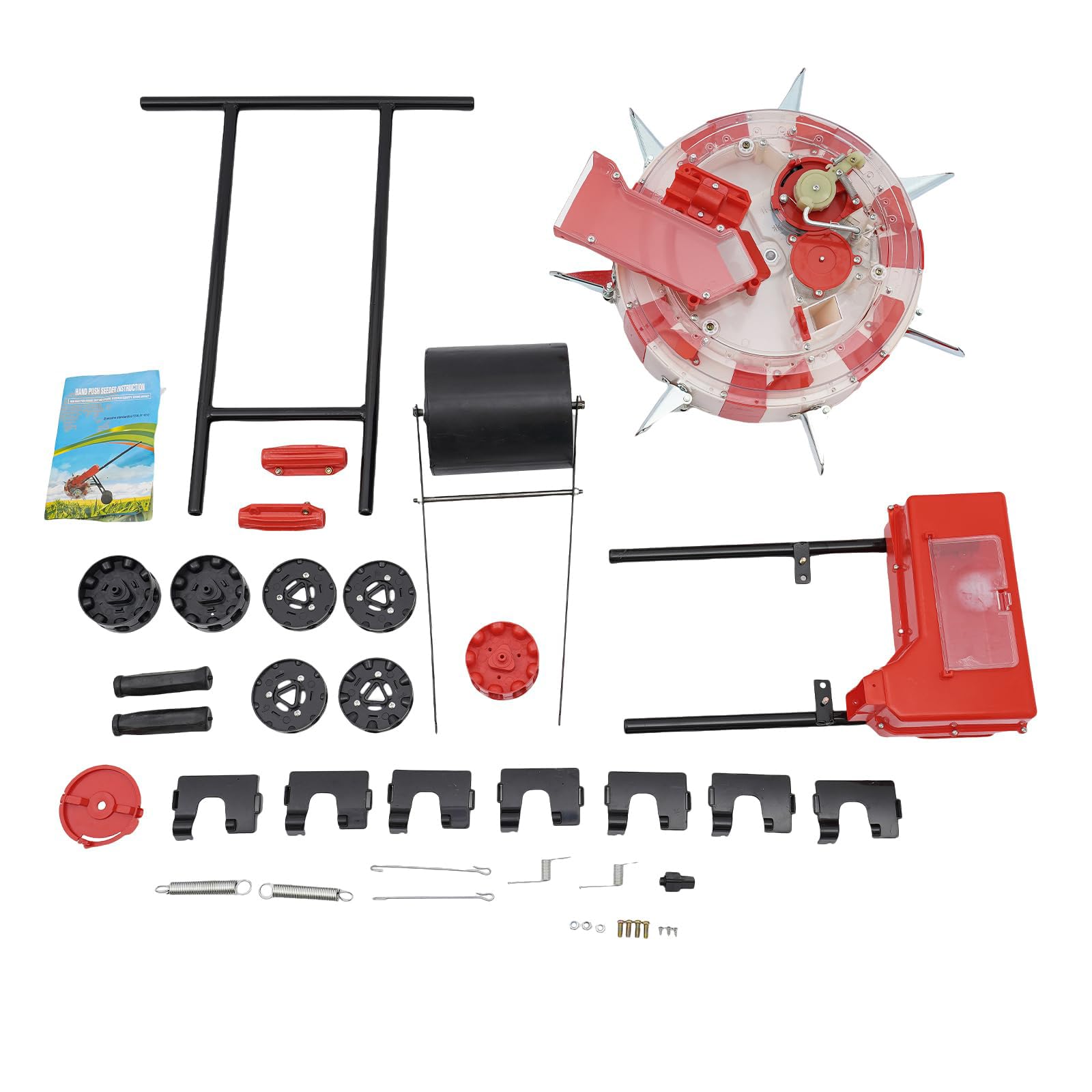 Sembradora de Rodillo de Empuje Manual de un Solo Puerto, sembradora de jardín de precisión sembradora de hileras, espaciado de 26 cm, para Plantar Semillas Dentro de 3-15 mm