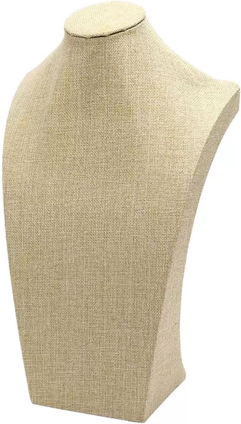 ジュエリーオーガナイザー リネンジュエリーバストネックレスバスト、ベージュネックレスマネキンディスプレイスタンド小売店や展示会用の3