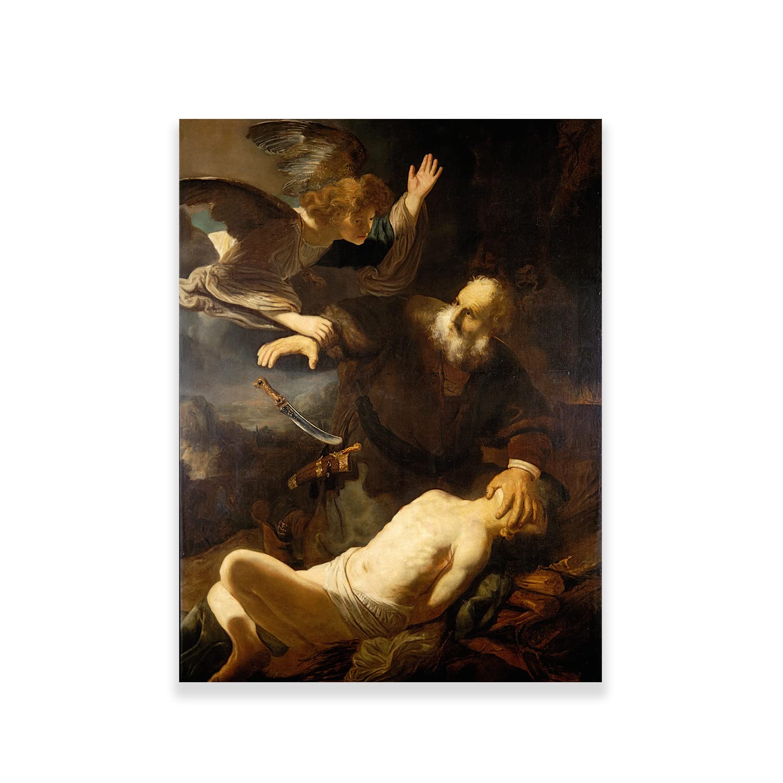 123 Life Rembrandt Wall Art - Sacrifice Of Isaac Canvas Print - Fine Art Oil Paintings - Cool Wall Decor for Livingroom Bedroom Unframed (Sacrifice of Isaac,12x16inches/30x40cm)
