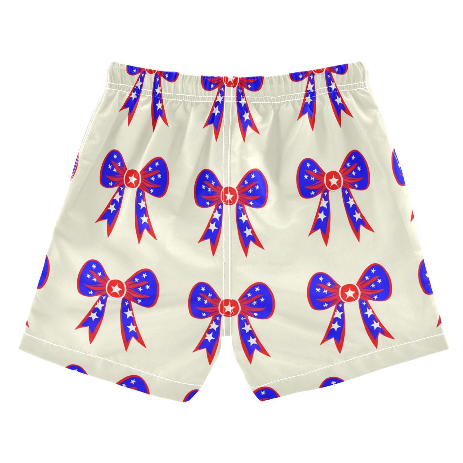 YANENDIE Boy Swim Trunks Independence Day Bows Summer Beach Quick Dry Swimsuit Bathing Suit, 2-8T