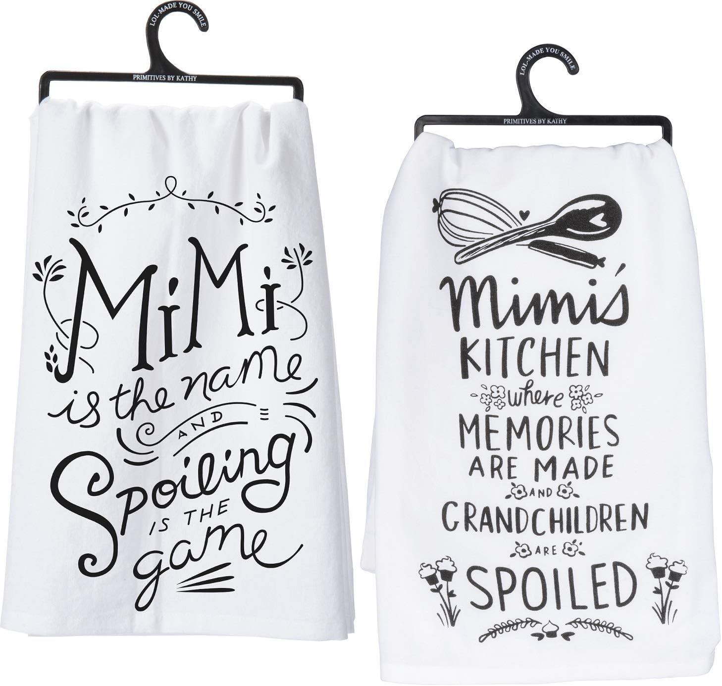 Primitives by Kathy Mimi Towel Bundle - Mimi is The Name Spoiling and Mimi's Kitchen Where Memories