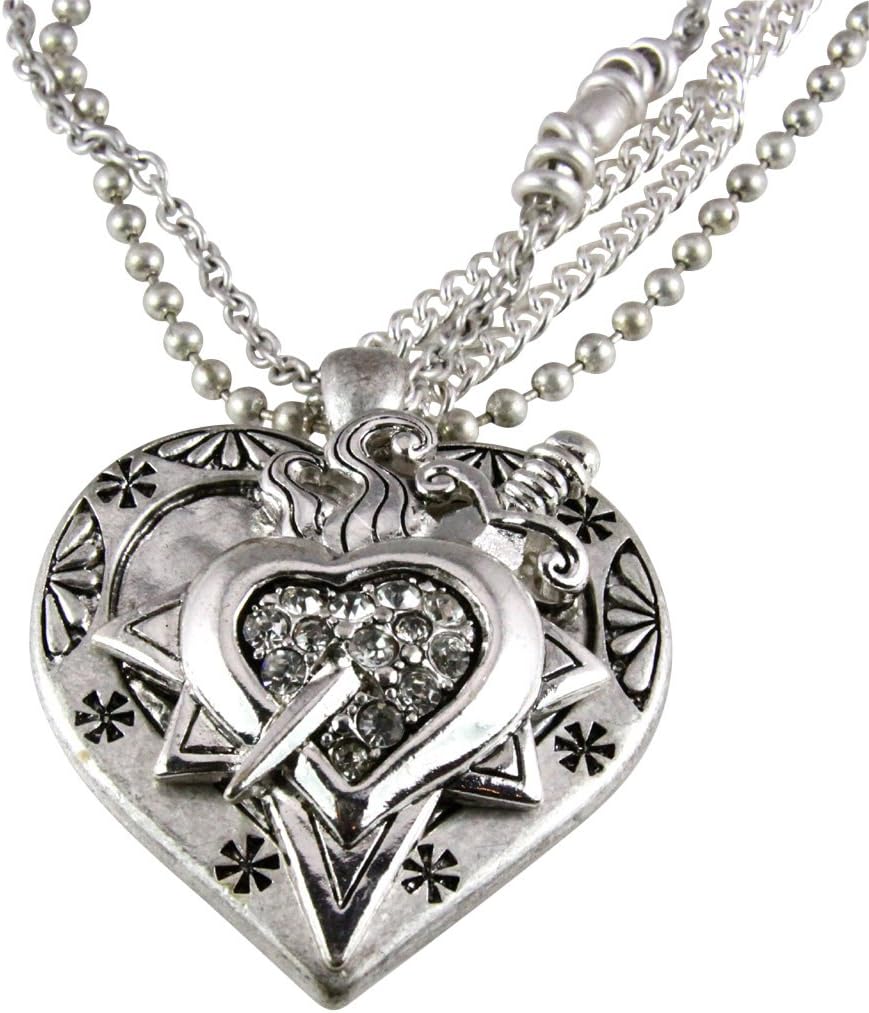 4030892 Bleeding Sacred Heart Sword Necklace and Earring Set Love Power