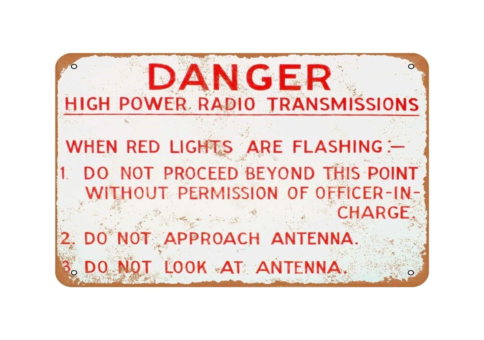 MCQWOMFQAK Radio Transmitter Danger Sign Vintage Metal Tin Plaque High Voltage Warning Decor for Workshop Garage Industrial Wall Art 8 X 12 in