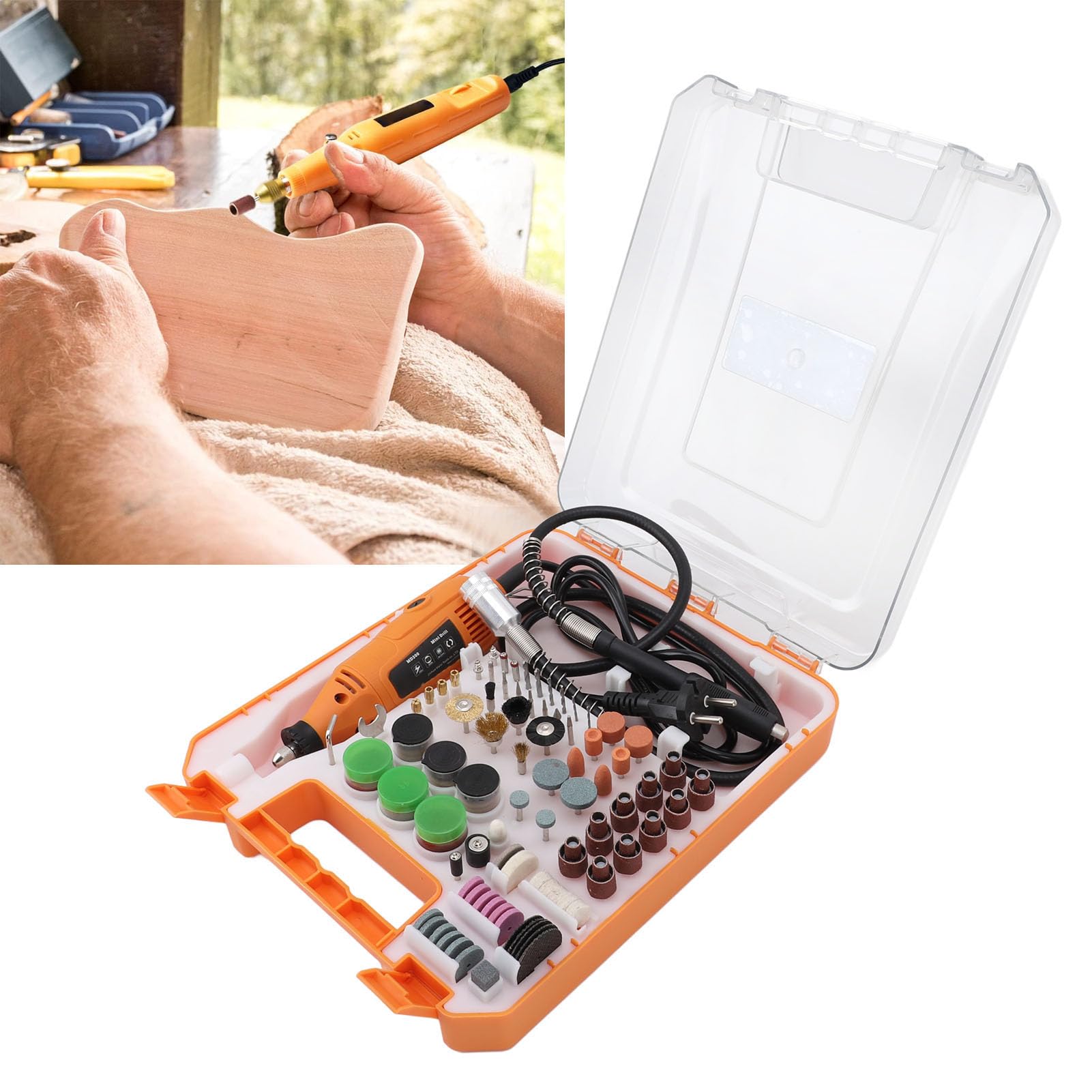 Przewodowe Narzędzia Obrotowe o Zmiennej Prędkości 200 W Przenośne Mini Elektronarzędzie z 93 Akcesoriami do Szlifowania, Polerowania, Wiercenia, do Majsterkowania