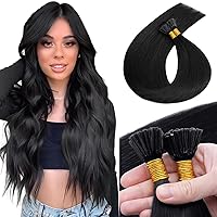 Vista 16 de MY-LADY Extensiones de cabello humano con punta I Tip, 100 hebras, 16 pulgadas, mezcla de castaño dorado, rubio decolorado, extensiones de cabello