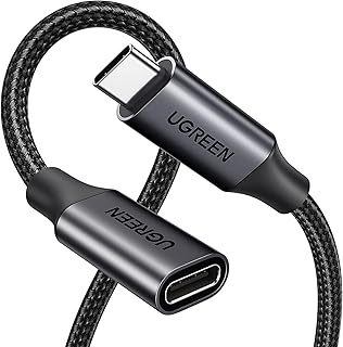 UGREEN USB-C 延長ケーブル 延長コード PD対応 100W/5A 急速充電 USB3.2 Gen2(10Gbps) 高速データ転送 【4K@60Hz対応】タイプc Thunderbolt3対応 双方向転送 Type C 高耐久ナイロン編み TPE素材 iphone17/Galaxy S24/Mac Book/iPad/Switch Surface等USB Cデバイス対応 1M 黒