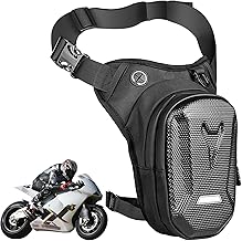 Beintasche Motorrad, Beintasche für Herren und Damen, Wasserdicht Beinbeutel, Sport Gürteltasche Reflektierende, Verstellbaren Hüftgurt, Gürteltasche für Laufen, Radfahren, Motorrad, Sport, Schwarz