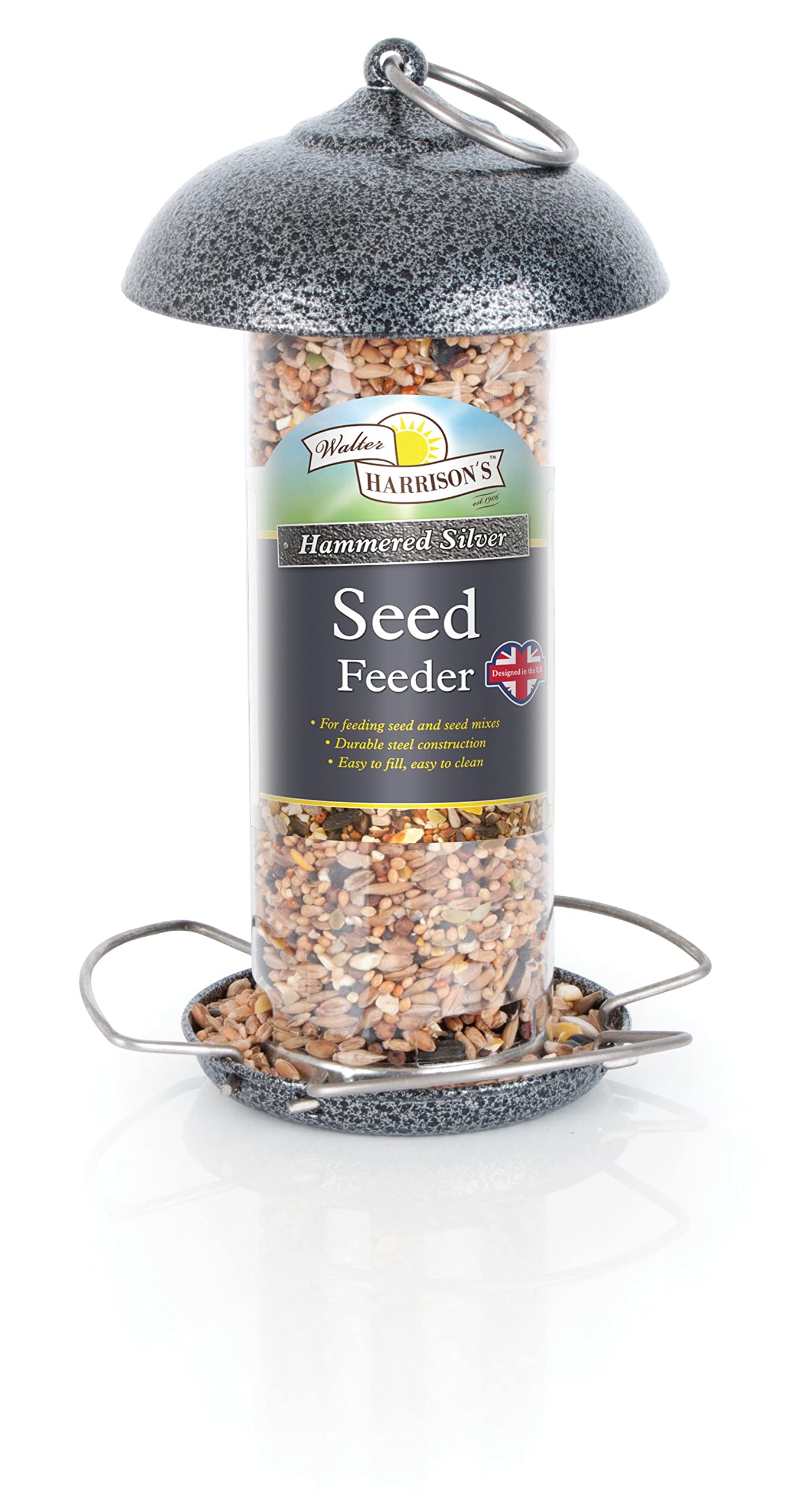 Walter Harrison's Mini Wild Bird Seed Feeder, Hammered Silver, 20 cm