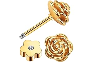 14k Gold Plated Flower Flat Back Earrings