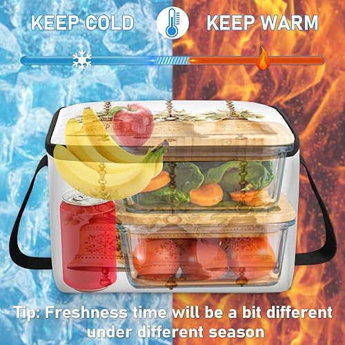 Miniatura 6 de The Christmas Art Texture Insulated Lunch Bag Women Reusable Lunch Tote Square Meal Bag for Adults Men Cooler Lunch Box for Work Travel Picnic Food