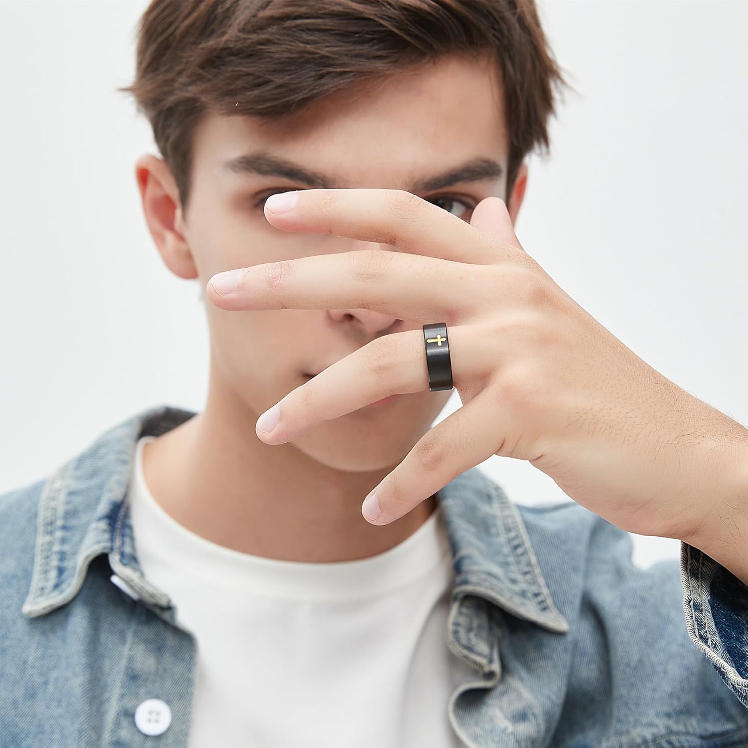 Cross Rings for Men, Premium Pure Titanium Rings for Men Lord Jesus Christian 8MM Black Silver Mens Wedding Ring Comfort Fit Matte Size 6-13 - Image 8