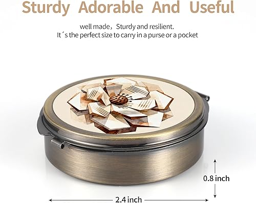 Miniatura 2 de Dynippy - Pastillero con espejo y bolsillo, organizador de píldoras con 3 compartimentos para medicinas y vitaminas, ideal para bolsillo, bolso y